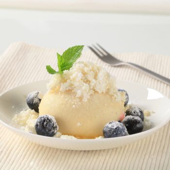 Blueberry dumpling with cottage cheese, sugar and butter